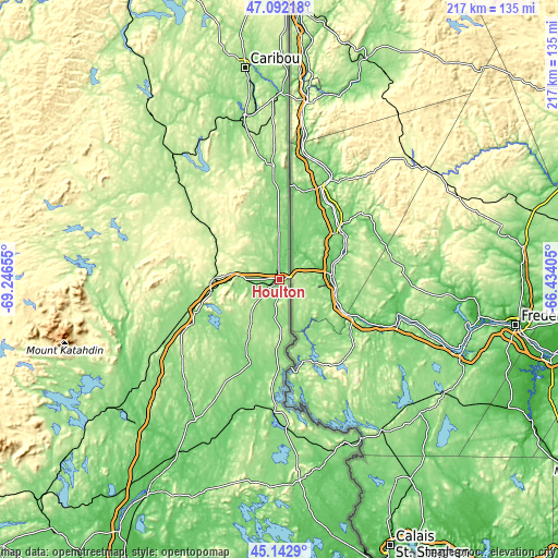 Topographic map of Houlton