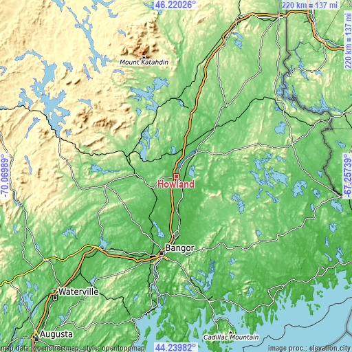 Topographic map of Howland