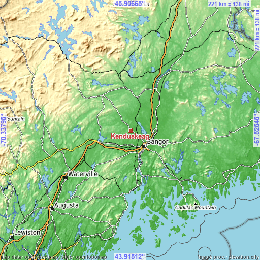 Topographic map of Kenduskeag