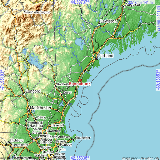 Topographic map of Kennebunk