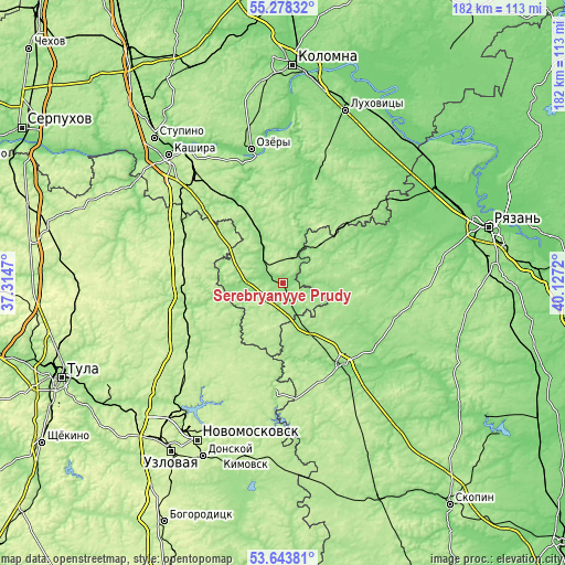 Topographic map of Serebryanyye Prudy