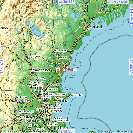 Topographic map of Kittery Point