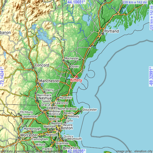 Topographic map of Kittery