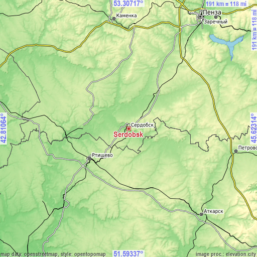 Topographic map of Serdobsk