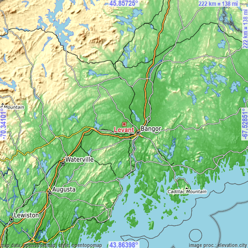 Topographic map of Levant