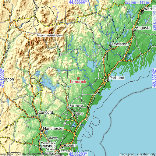 Topographic map of Limerick