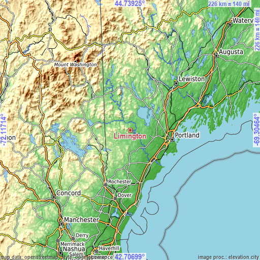 Topographic map of Limington