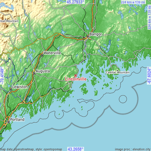 Topographic map of Lincolnville