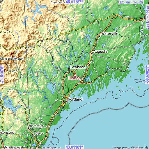 Topographic map of Lisbon