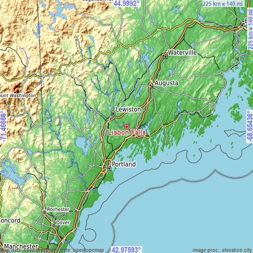 Topographic map of Lisbon Falls