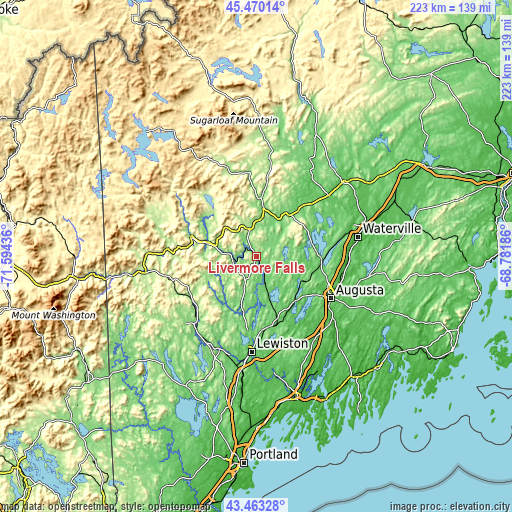 Topographic map of Livermore Falls