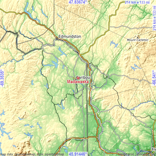 Topographic map of Madawaska