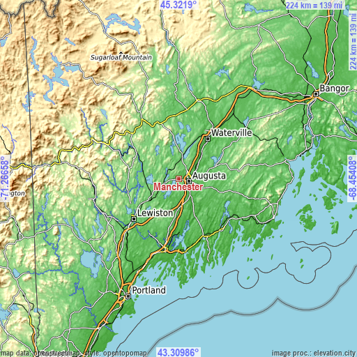 Topographic map of Manchester