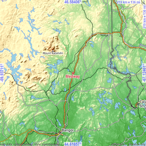 Topographic map of Medway