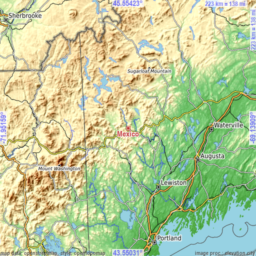 Topographic map of Mexico