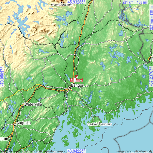 Topographic map of Milford