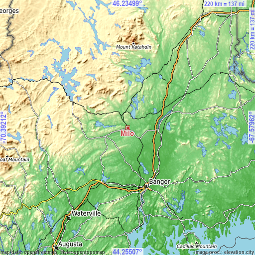 Topographic map of Milo