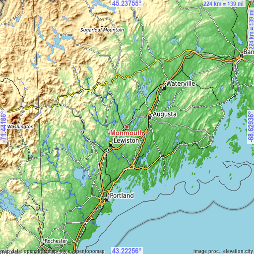 Topographic map of Monmouth