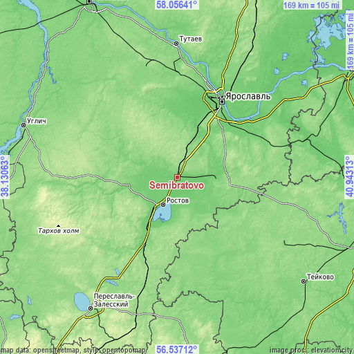 Topographic map of Semibratovo