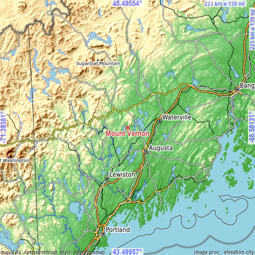 Topographic map of Mount Vernon