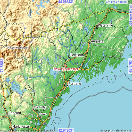 Topographic map of New Gloucester