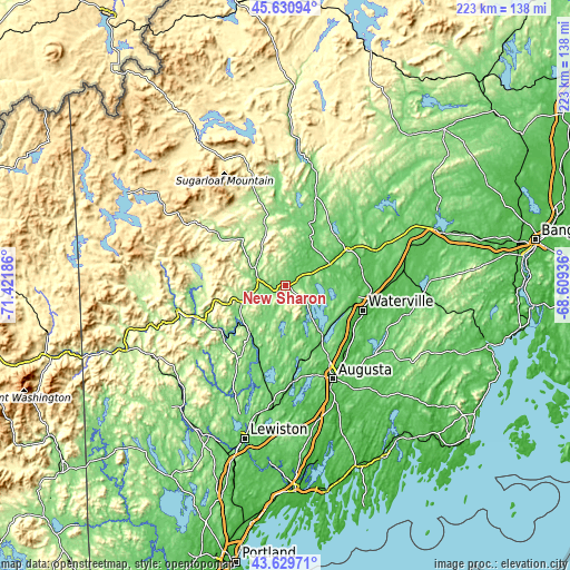 Topographic map of New Sharon