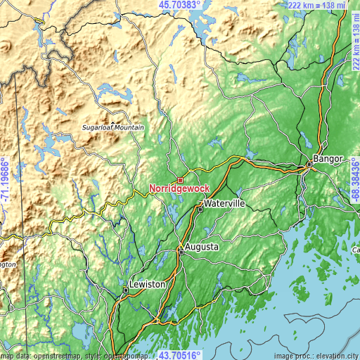 Topographic map of Norridgewock