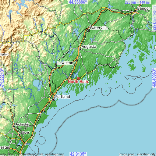 Topographic map of North Bath