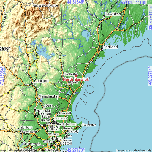 Topographic map of North Berwick