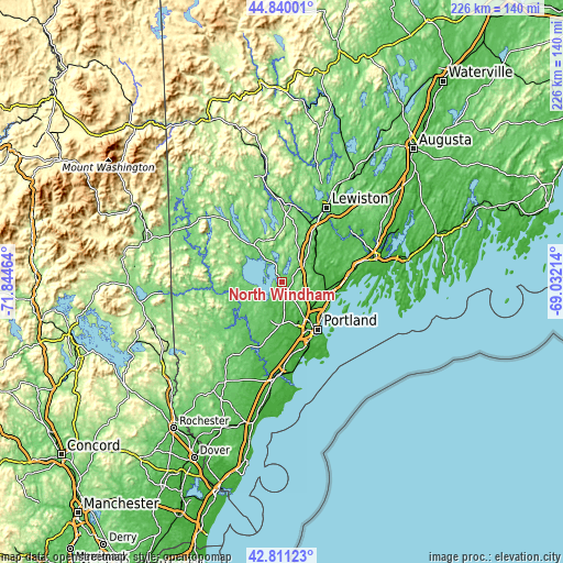 Topographic map of North Windham