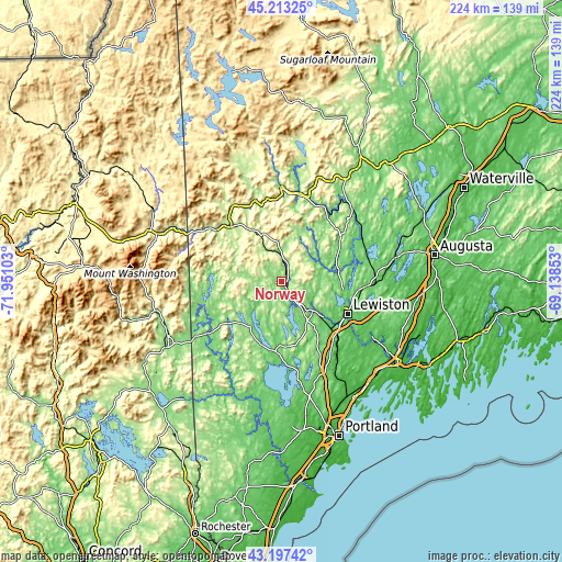 Topographic map of Norway