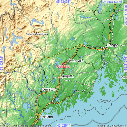 Topographic map of Oakland