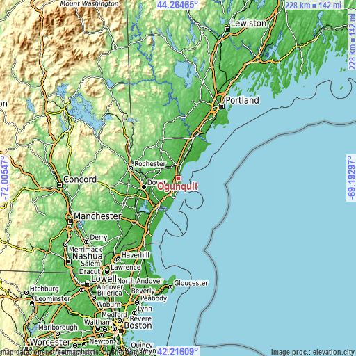 Topographic map of Ogunquit