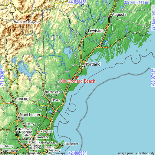 Topographic map of Old Orchard Beach