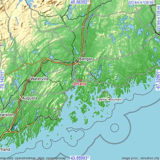 Topographic map of Orland