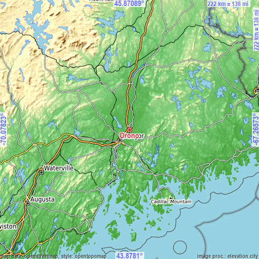 Topographic map of Orono