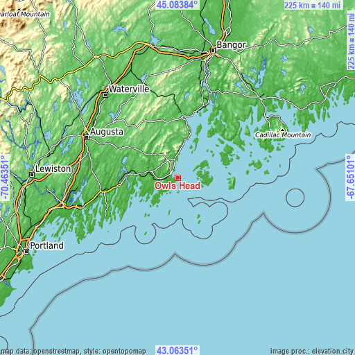 Topographic map of Owls Head