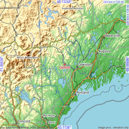 Topographic map of Oxford