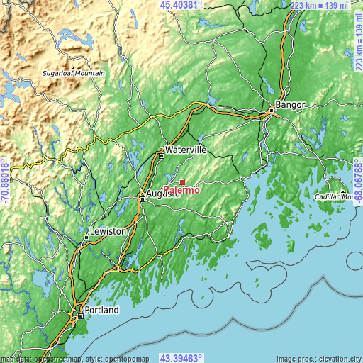 Topographic map of Palermo