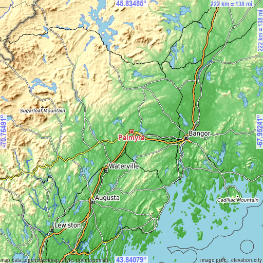 Topographic map of Palmyra