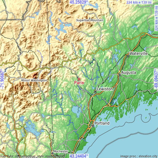 Topographic map of Paris