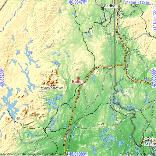 Topographic map of Patten