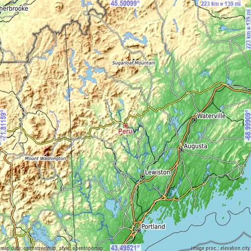 Topographic map of Peru