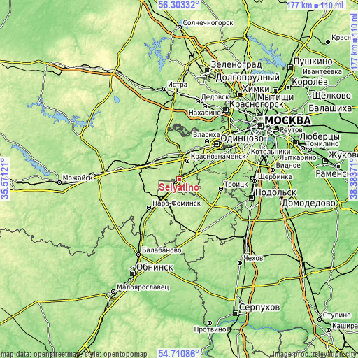 Topographic map of Selyatino