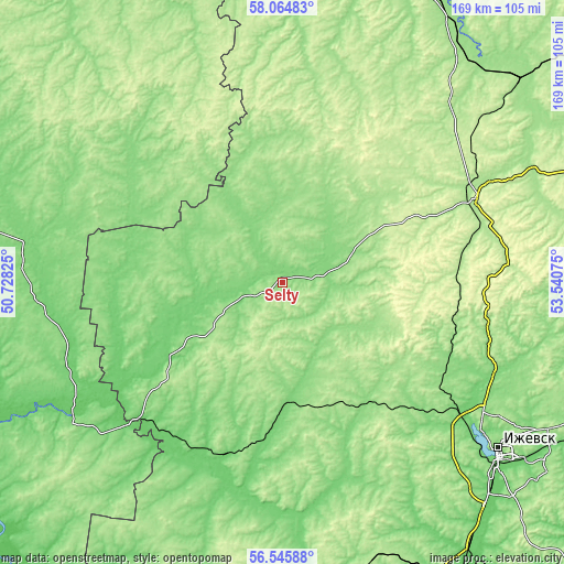 Topographic map of Selty
