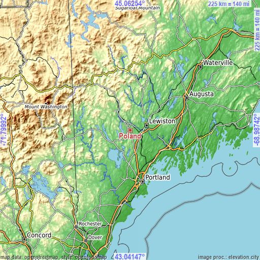 Topographic map of Poland