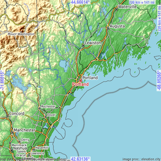 Topographic map of Portland