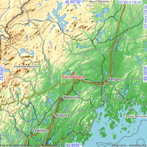 Topographic map of Saint Albans