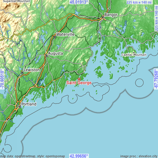 Topographic map of Saint George