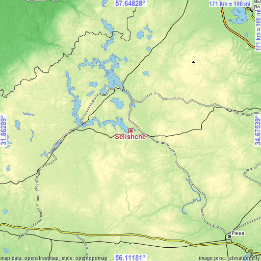 Topographic map of Selishche